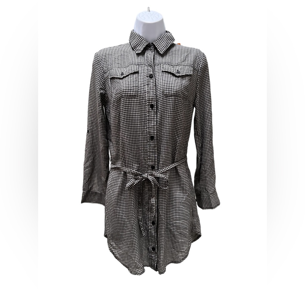 I ❤️ Ronson Black & White Check Shirt Dress Size XS